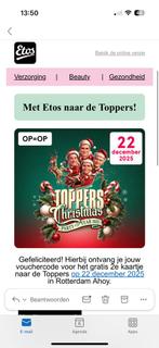 Voucher etos toppers christmas 22 december 2025, Tickets en Kaartjes, Eén persoon
