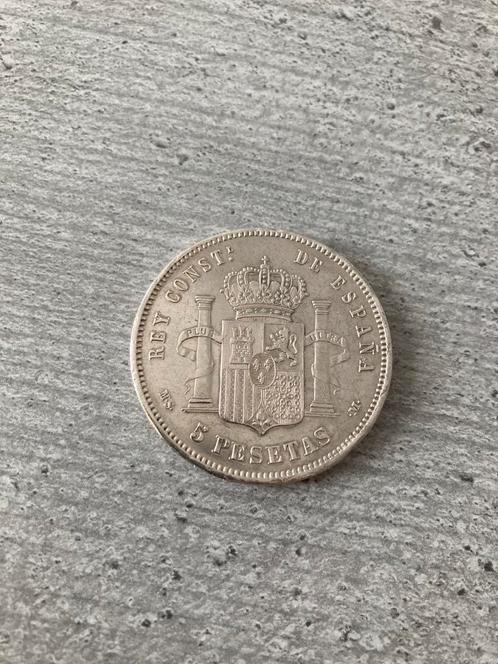 5 Pesetas 1885 *87 Zilver Alfonso XII Spanje, Postzegels en Munten, Munten | Europa | Niet-Euromunten, Losse munt, Overige landen