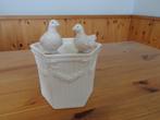 Plantenpotje met 2 duiven - wit, Gebruikt, Rond, Binnen, Ophalen of Verzenden