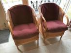 Twee  mooie rotan stoelen met kussens, Huis en Inrichting, Ophalen, Minder dan 75 cm, Stof, 50 tot 75 cm