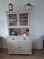 Massief Eiken Vitrinekastje - White Wash - 110x195x45 cm, Antiek en Kunst, Antiek | Meubels | Kasten, Ophalen