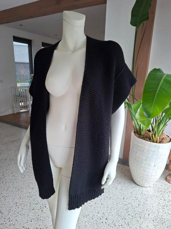 Zwart Gebreid Gilet Vest - Maat 46 XXL, Kleding | Dames, Truien en Vesten, Zo goed als nieuw, Maat 46/48 (XL) of groter, Zwart