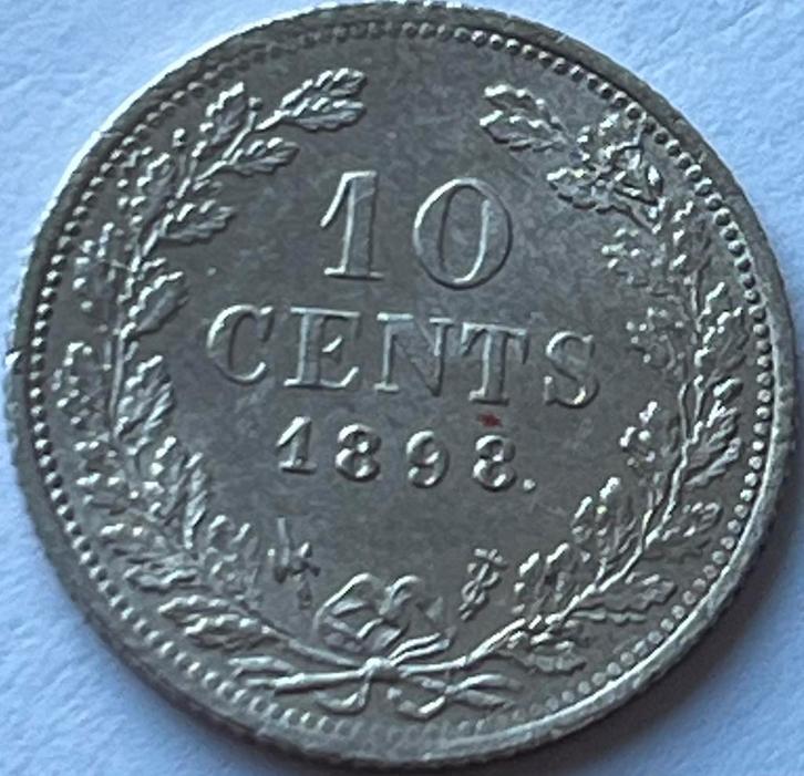 Zilveren dubbeltje 1898 topkwaliteit!, Postzegels en Munten, Munten | Nederland, 10 cent, Koningin Wilhelmina, Ophalen of Verzenden
