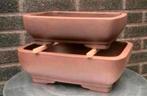 Bonsai schalen set bruin ongeglazuurd gemerkt aardewerk., Nieuw, Ophalen of Verzenden, Aardewerk, Rechthoekig