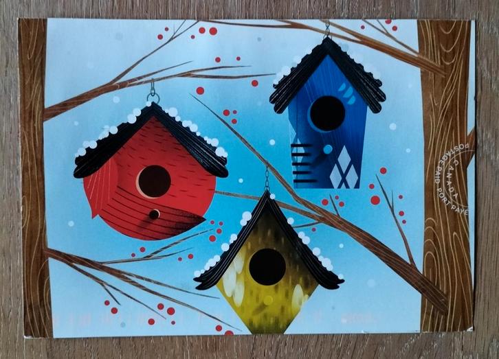 Canada 2022 Kerstkaart postwaardestuk ingedrukte zegel gest, Antiek en Kunst, Kunst | Schilderijen | Abstract, Verzenden
