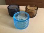 kastehelmi iittala, 3 waxinelichthouders, Ophalen of Verzenden, Zo goed als nieuw, Overige materialen, Bruin