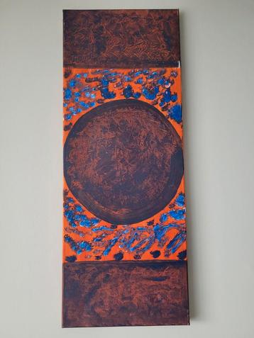 Abstract olieverfschilderij Cath Weegels beschikbaar voor biedingen
