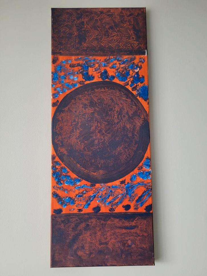 Kleurig abstract olieverfschilderij Cath Weegels, Antiek en Kunst, Kunst | Schilderijen | Abstract, Ophalen