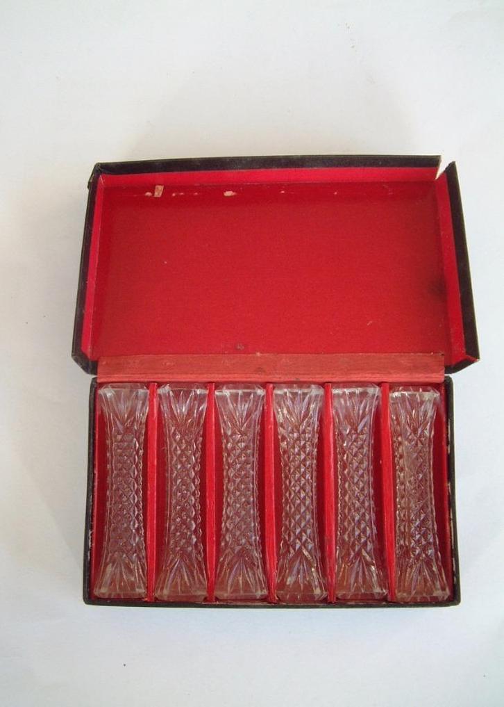 11 oude gave messenleggers messeleggers wv 6 nog in doos, Antiek en Kunst, Antiek | Glas en Kristal, Ophalen of Verzenden