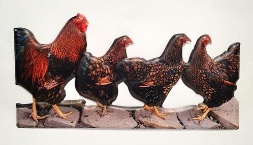 Kippen bruin haan chickens relief reclamebord van metaal, Huis en Inrichting, Woonaccessoires | Wanddecoraties, Nieuw, Ophalen of Verzenden