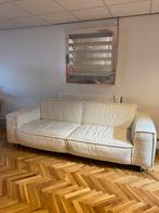 Montél Bank - Wit Leer - Stijlvol en Comfortabel, Ophalen, Driepersoons, Zo goed als nieuw, Rechte bank