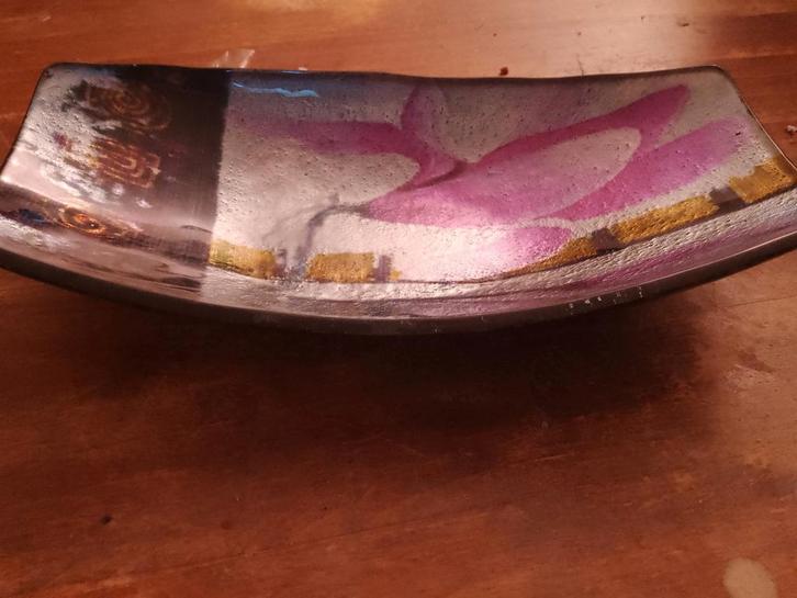 Franse Bon Bon Schaal - Glas, Roze/Goud/Zwart, Antiek en Kunst, Antiek | Schalen, Ophalen of Verzenden