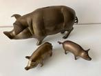 Vintage groot spaarvarken 36cm + 2x klein 15cm varken brons, Ophalen, Zo goed als nieuw