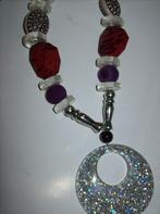 Ketting Schakels Stenen Kralen Grijze Fraaie Hanger, Overige kleuren, Verzenden, Met edelsteen, Nieuw