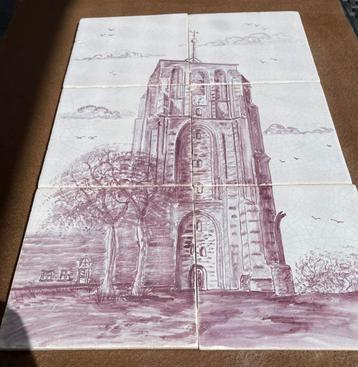 Uniek tegel tableau set   Oldehove Leeuwarden  Rood/Wit beschikbaar voor biedingen