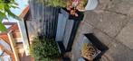 Steigerhouten tuinbank zwart 3 persoons 200 cm breed, Tuin en Terras, Tuinbanken, Ophalen, Zo goed als nieuw, Hout