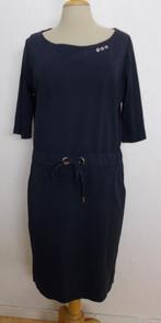 Leuke donkerblauwe travelstof jurk van Jane Lushka! M, Maat 38/40 (M), Zo goed als nieuw, Onder de knie, Verzenden