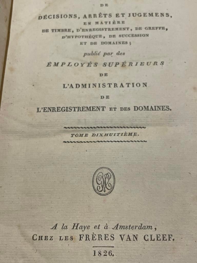 Oud Juridisch Document - Verzameling Decisiën 1826 boek., Ophalen of Verzenden