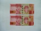 1711. Indonesia, 2X100.000rupiah 2016(2019)UNCSoekarno-Hatta, Verzenden, Zuidoost-Azië, Setje