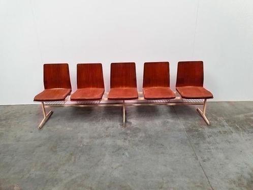 teak plywood vintage industrieel retro kerkbank 60s design, Verzamelen, Retro, Huis en Inrichting, Ophalen