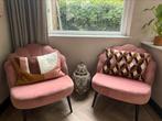 2 roze velvet stoelen - Vivienne van Karwei, Ophalen, Gebruikt, Minder dan 75 cm, Stof