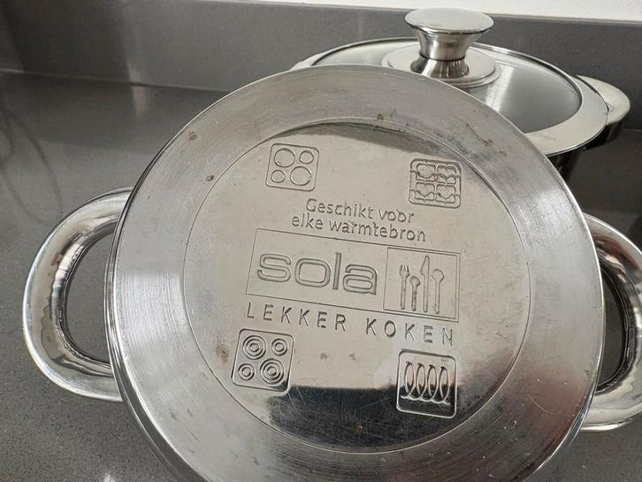 Sola Pannenset - RVS - Geschikt voor Inductie, Huis en Inrichting, Keuken | Potten en Pannen, Gebruikt, Pannenset, Rvs, Inductieplaat