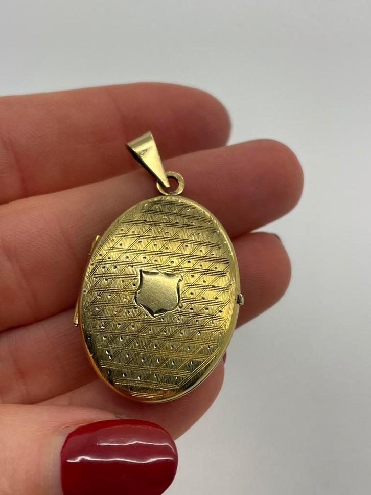 A88 Prachtige zilveren medaillon hanger goudkleurig, Sieraden, Tassen en Uiterlijk, Antieke sieraden, Hanger, Zilver, Verguld