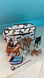 2 Schleich paarden, 1 bruder en drie playmobiel., Ophalen of Verzenden, Zo goed als nieuw