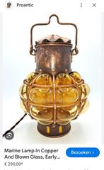 Marine Lamp In Copper And Blown Glass, Early 20th Century, Antiek en Kunst, Ophalen