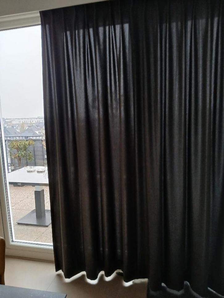 Overgordijnen antraciet (7.60 meter in 4 delen), Huis en Inrichting, Stoffering | Gordijnen en Lamellen, Gebruikt, 200 cm of meer