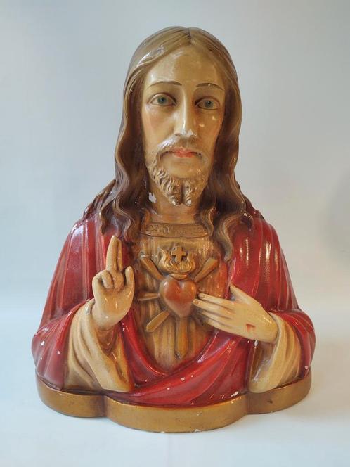 Groot Heilig hart beeld Jezus, Antiek en Kunst, Antiek | Religie, Ophalen of Verzenden