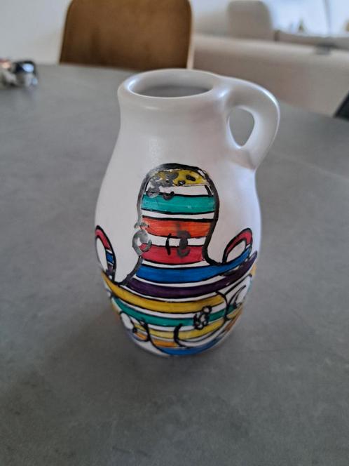 Ikea vaasje/kruikje keramiek - handbeschilderd - 23269, Huis en Inrichting, Woonaccessoires | Vazen, Gebruikt, Wit, Minder dan 50 cm