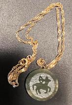 Jade sterrenbeeld boogschutter hanger aan goudkleur ketting, Verzenden, Zo goed als nieuw, Goud, Overige materialen