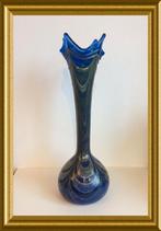 Prachtige langnek vaas met iriserende kleuren, kobaltblauw, Ophalen of Verzenden
