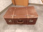 Vintage leren grote koffer uit 1950 bruin 64x43x21, Sieraden, Tassen en Uiterlijk, Koffers, Ophalen, Zo goed als nieuw, Leer, 70 cm of meer