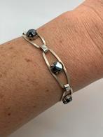 K675 Prachtige zolberem armband met donkere stenen, Sieraden, Tassen en Uiterlijk, Antieke sieraden, Armband, Ophalen of Verzenden