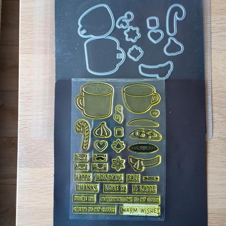 Lawn Fawn - stansen en stempelset - Thanks a latte, Hobby en Vrije tijd, Knutselen, Zo goed als nieuw, Ophalen of Verzenden