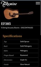 Takamine EF385 12 string gezocht., Muziek en Instrumenten, Snaarinstrumenten | Gitaren | Akoestisch, Gebruikt, Ophalen of Verzenden