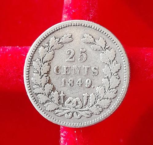 Nederland 25 cent 1849 (lot 5), Postzegels en Munten, Munten | Nederland, Losse munt, 25 cent, Koning Willem II, Zilver, Ophalen of Verzenden