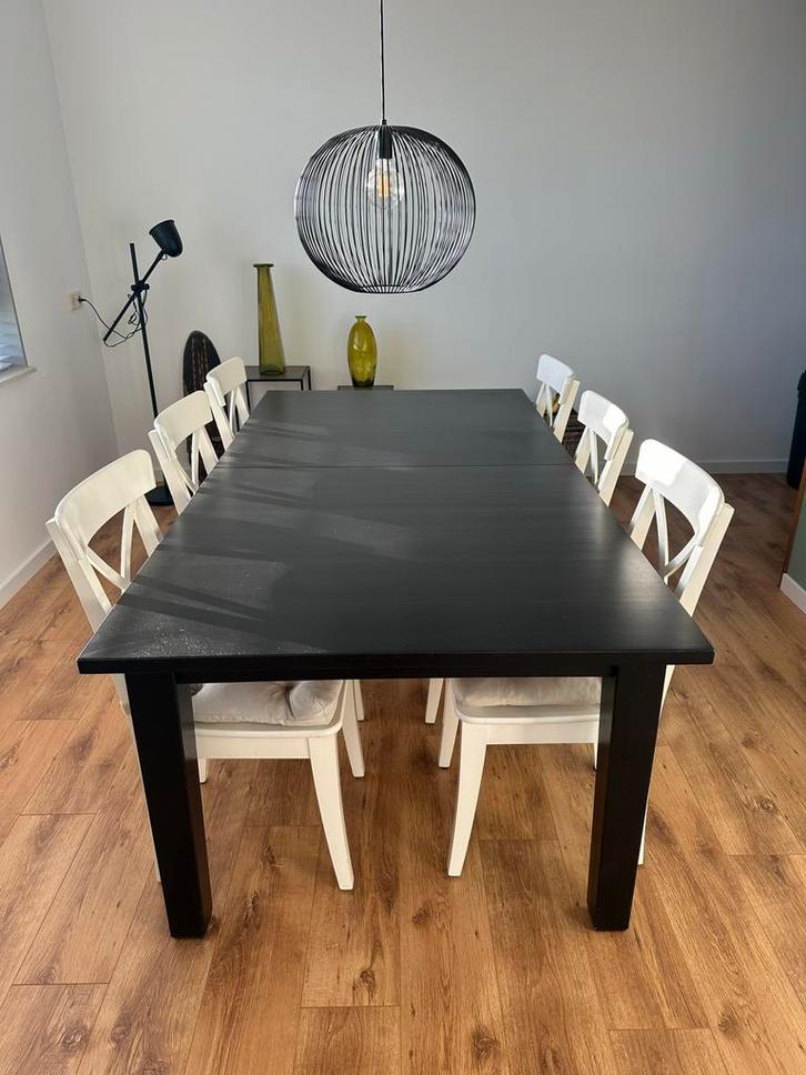 Complete eethoek met 6 stoelen, Huis en Inrichting, Complete eetkamers, Gebruikt, 6 tot 8 stoelen, Ophalen