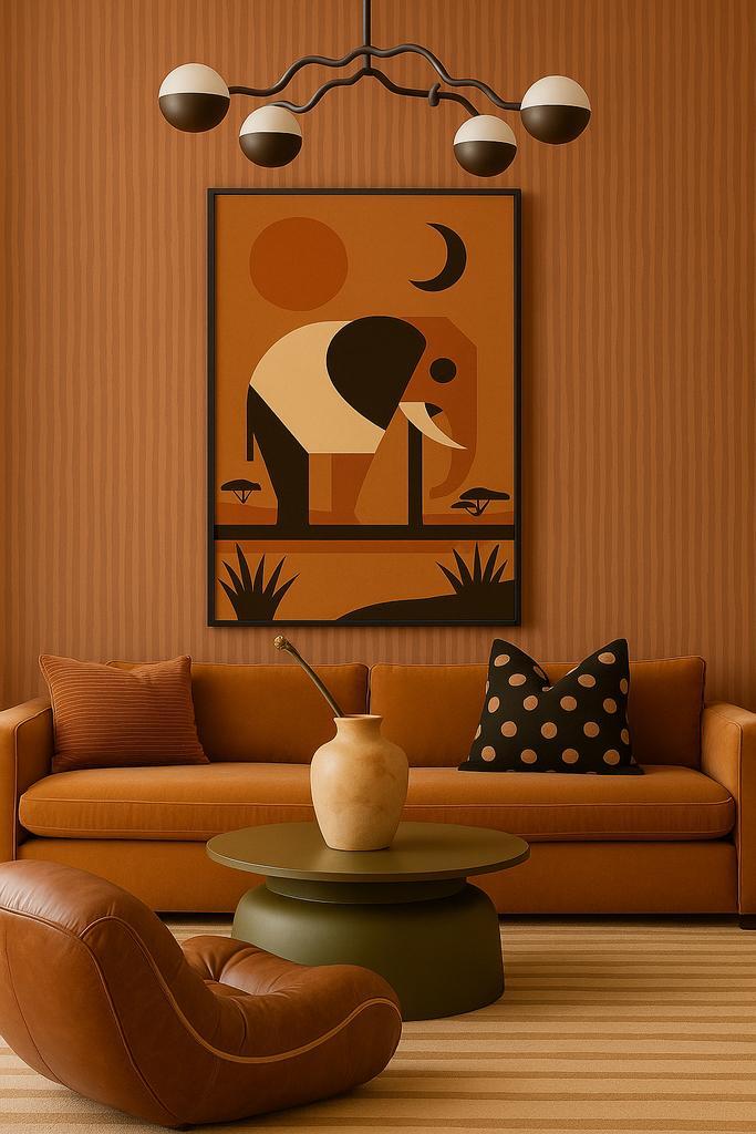 Minimalistisch Olifant Schilderij Geometrische Wanddecoratie, Antiek en Kunst, Kunst | Schilderijen | Modern, Verzenden
