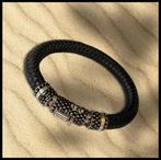 ELLEN ZIRKONIA LEATHER   Buddha to Buddha armband maat E, Ophalen of Verzenden, Zo goed als nieuw, Zwart, Leer
