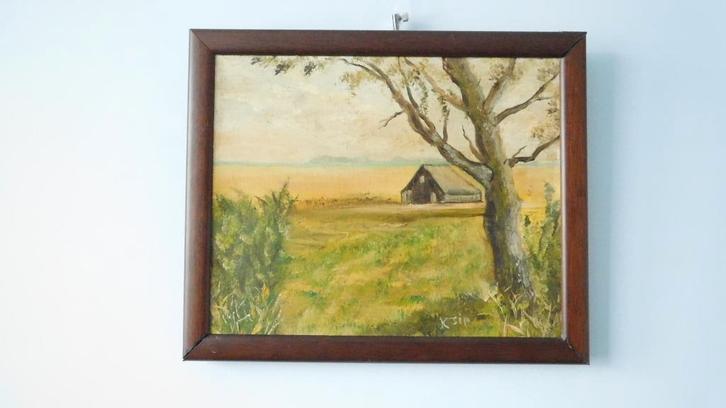 Schapenboet Texel schilderij gesigneerd K. Sip, Antiek en Kunst, Kunst | Schilderijen | Klassiek, Ophalen of Verzenden