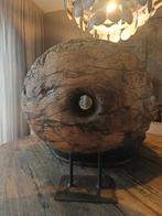 Oud houten wiel op standaard, Huis en Inrichting, Woonaccessoires | Overige, Ophalen, Zo goed als nieuw