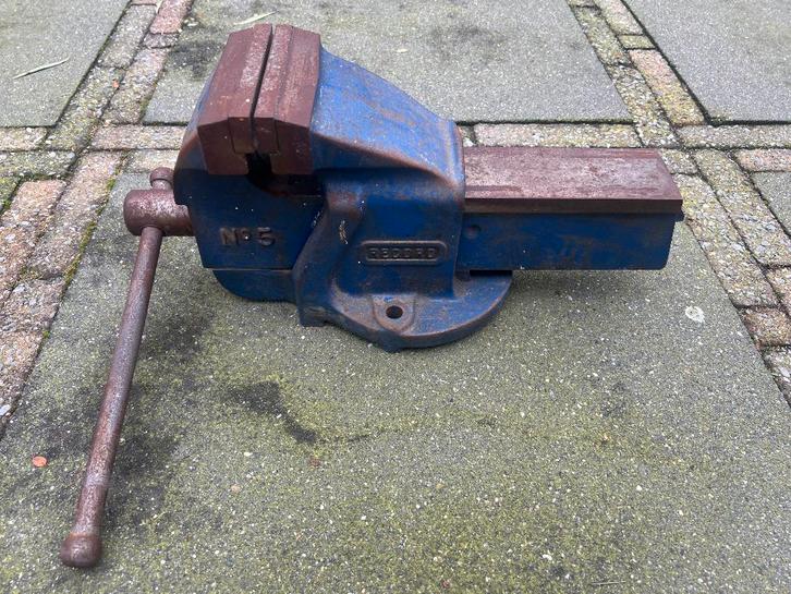 Bankschroef Record No 5, bekbreedte 125 mm, Doe-het-zelf en Verbouw, Werkbanken, Gebruikt, 120 tot 170 cm, Bankschroef, Ophalen