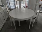Brocante witte ronde tafel., Huis en Inrichting, Tafels | Eettafels, Ophalen, Gebruikt, Rond, 100 tot 150 cm