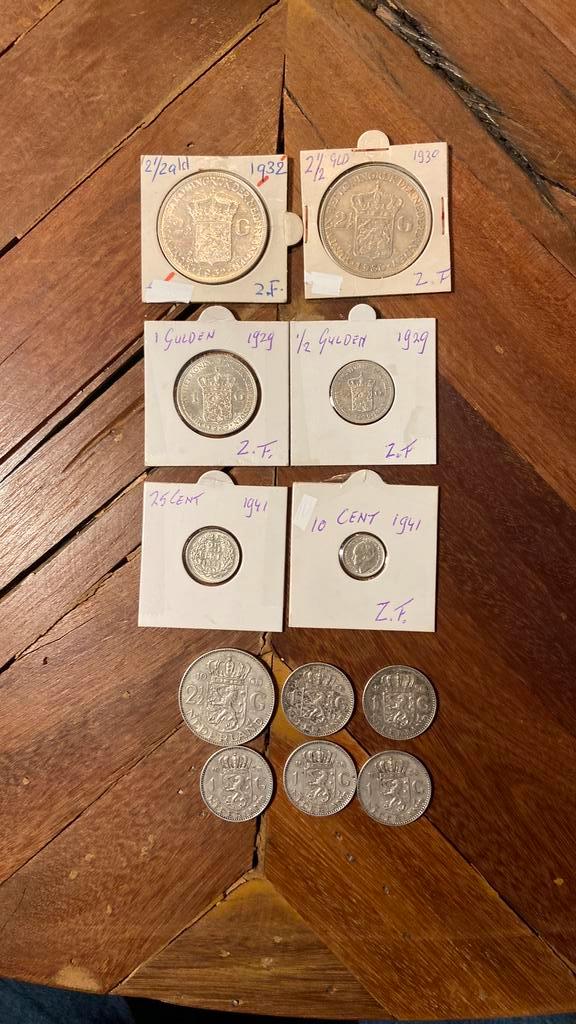12 zilveren munten, Postzegels en Munten, Munten | Nederland, Koningin Wilhelmina, Ophalen of Verzenden