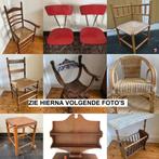 Oude houten houtsnijwerk stoelen krukjes hoekstoeltje bruin, Ophalen of Verzenden