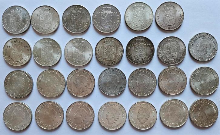 27 Zilveren Juliana tientjes., Postzegels en Munten, Munten | Nederland, 10 gulden, Koningin Juliana, Zilver, Ophalen of Verzenden