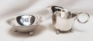 Art Deco Melkkannetje en suikerschaal - Opnieuw verzilverd! beschikbaar voor biedingen